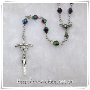 Cheapest Colourful Plastic Corner Beads Rosary with Holy Grail (IO-cr371)